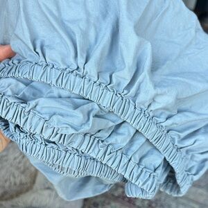 Coyuchi Light Blue/Gray Crib Sheet (standard size crib) - 100% Organic Cotton